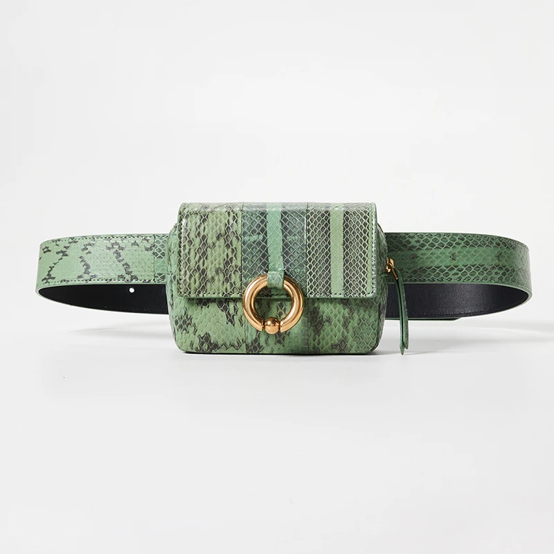 

Luxury Python Pattern Leather Waist Bag Single Shoulder Bag Women Leather Belt Bag Brand Designer Lady Pouch Belt Waist Pack