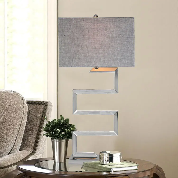 

Modern Table Lamp With Fabric Lampshade LED Lamparas de mesa Golden stainless steel Desk Light Hotel Lighting abajur para quarto