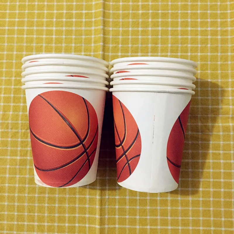 Баскетбольная тема одноразовая круглая бумага тарелки чашки для детей день рождения девочки мальчика вечерние украшения набор посуды для детей сувениры