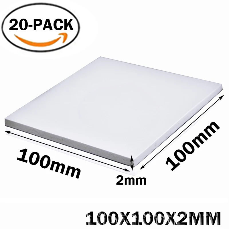 

20Pcs Gdstime 100X100x2MM White CPU GPU Thermal Pad Heatsink Cooling Conductive Silicone Pad