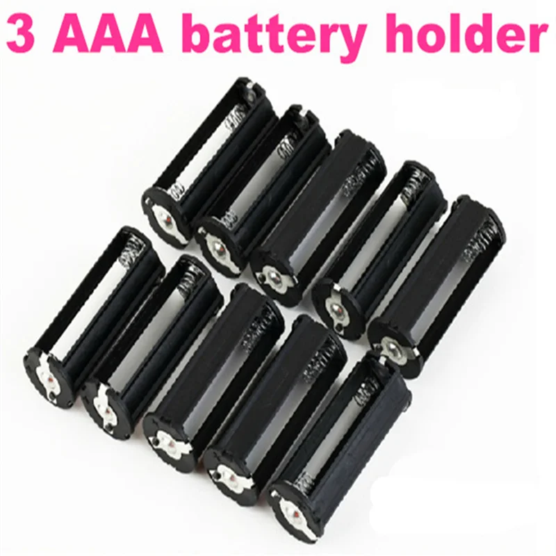 

10pcs DIY Black Storage Box AAA battery box case battery holder for flashlight battery over-current protection