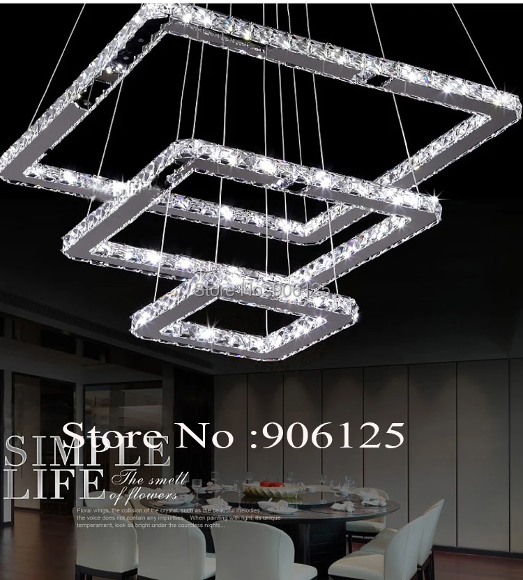 

Phube Lighting LED Ring Pendant Light Modern Crystal Pendant Light included Remote Control+Free shipping!