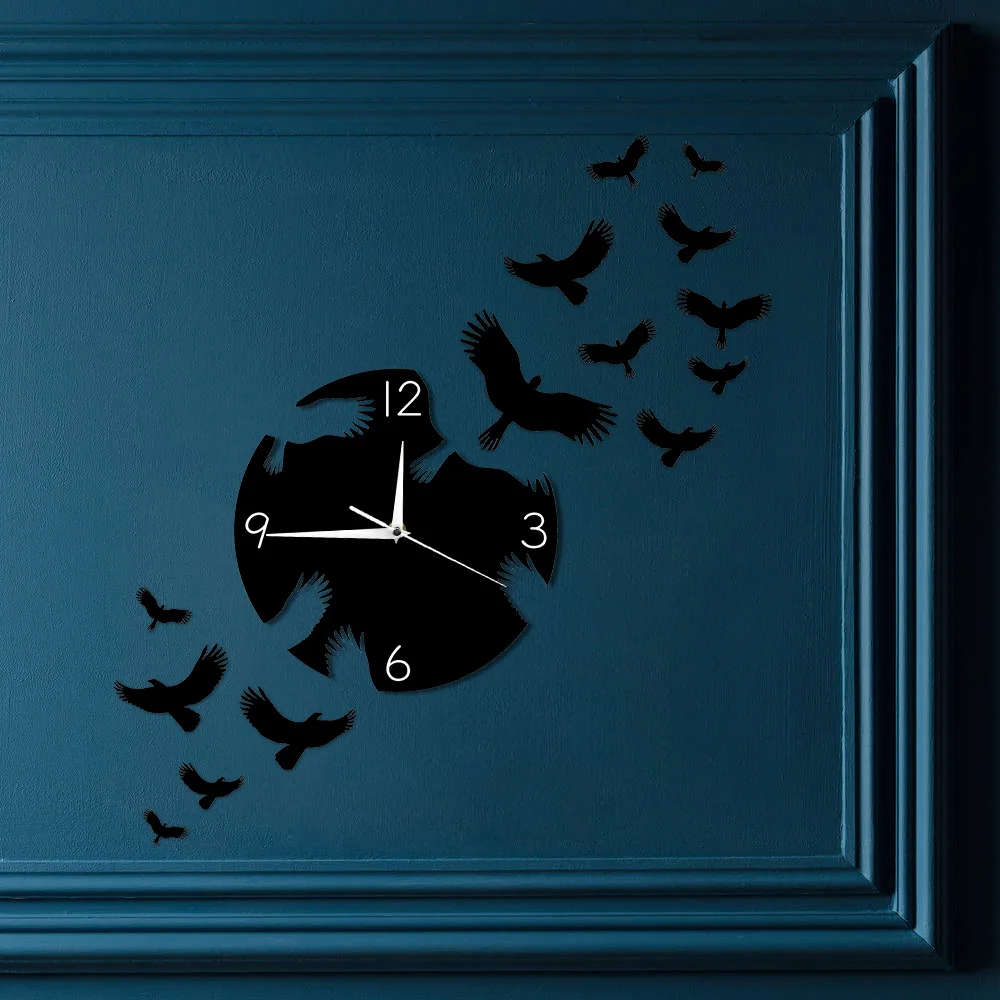 Летающие Ласточки декоративная настенная наклейка Haning часы флок птиц отлетел минималистский декор современный тихий кварцевый настенные часы