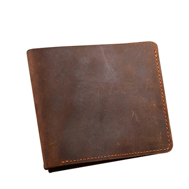 

2019 New Crazy horse leather men wallets Vintage genuine leather wallet for men cowboy top leather thin to put free shipping