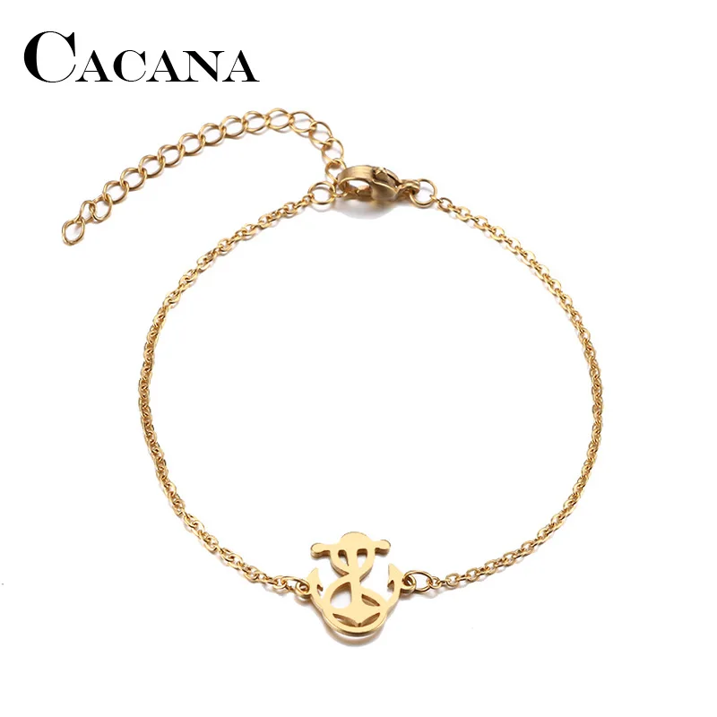 CACANA Stainless Steel Bracelet For Women Winding Anchor Gold And Silver Color Pulseira Feminina Lover's Engagement Jewelry