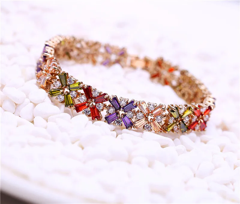 

CZ Bracelet for Women Multi-Color Prong Setting Zircon Best Gift for Anniversary