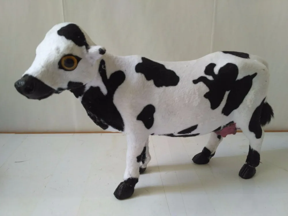 

simulation cow 25x7x17cm plastic&furs dairy cow model handicraft prop home decoration gift d2521