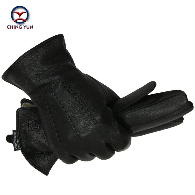 $US $10.14  2019 Winter men deer skin leather gloves male warm soft black sewing design men mittens imitate rab