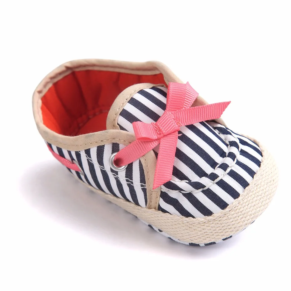 

[Bosudhsou] R-27 Baby Girl Bow Infant Toddler Striped Ballet Dress First Walkers Shoes Crib Babe Footwear Children Clothing
