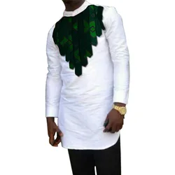 Camisas de Moda Africana para Hombres Impresión Ankara Camisas Dashiki de Manga Larga Remiendo de Cera de Algodón Blanco Y Remiendo de Cuello Tops Dashiki Camisas de Moda Africana para Hombres Impresión Ankara Camisas Dashiki de Manga Larga Remiendo de Cera de Algodón Blanco Y Remiendo de Cuello Tops Dashiki