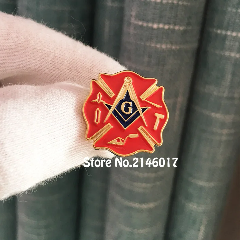 

50pcs Masonic Lodge Custom Enamel Pins Fireman Fire Service First Responder Lapel Pin Brooch Freemason Free Masons Metal Badge