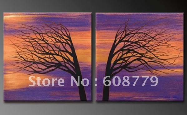 

Free shipping stretched abstract tree art painting
