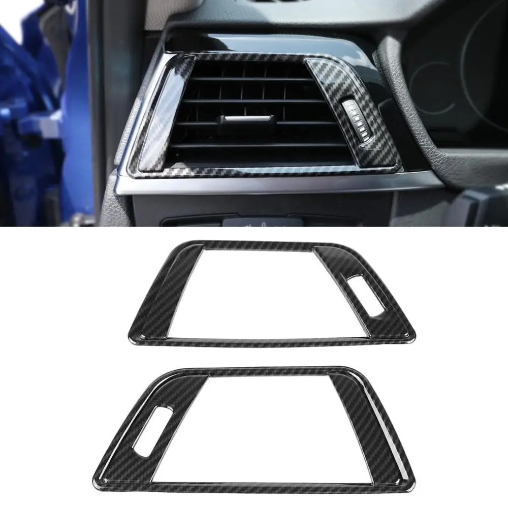 

2Pcs Carbon Fiber Style side air conditioning vent AC outlet decorative frame cover trims forBMW 3 Series F30 13-18
