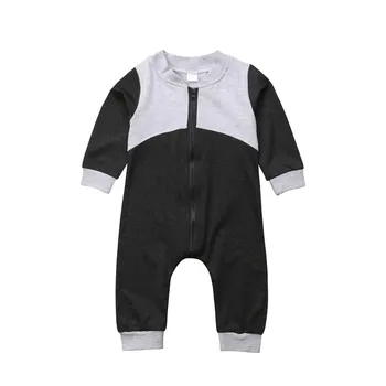 

Fashion Cotton Patchwork Newborn Kids Baby Boy Sweater Romper Jumpsuit Playsuit Clothes Outfits Zipper Long Sleeve Clothing
