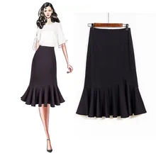 Черная русалка юбка работа гофрированная элегантная женская юбка рыбий хвост с высокой талией внахлест профессиональная юбка 3251LY