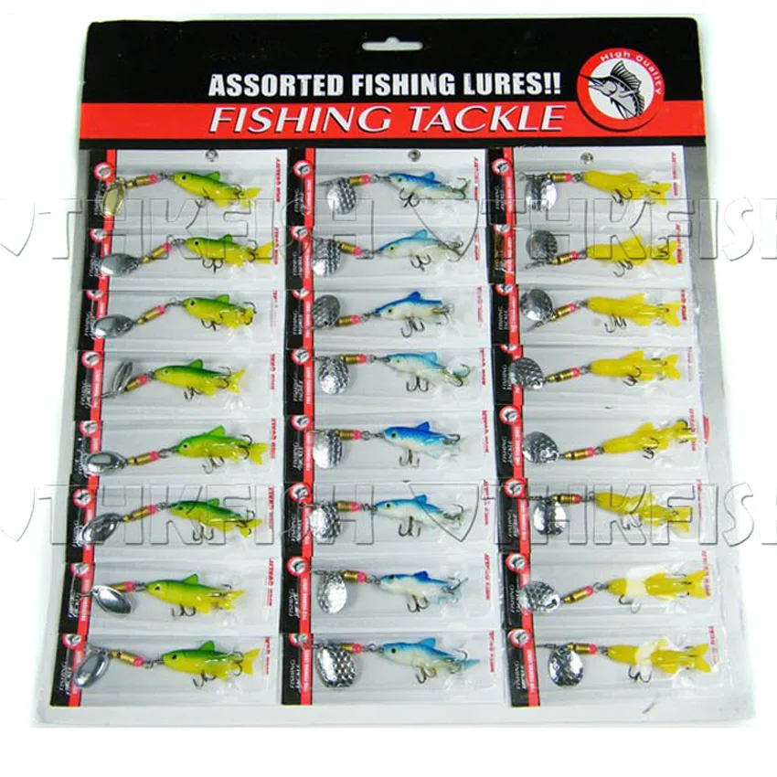 24Pcs Metal Fishing Lures Spinners Various Assorted BIG Laser Spinners