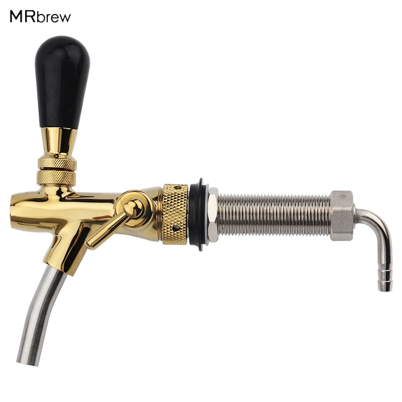 Adjustable Draft Beer Tap Chrome Golden Brass Beer Faucet with 4