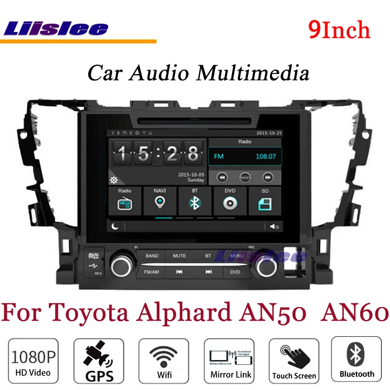 Cheap Liislee For Toyota Alphard AN50 Stereo Android Radio DVD Player 3G Wifi BT GPS MAP Navigation 1080P System Original NAVI Design 1