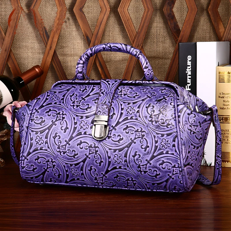 

Genuine Leather Women Cross Body Messenger Top Handle Bag Luxury Top Quality Cowhide Vintage Female Single Shoulder Tote Handbag