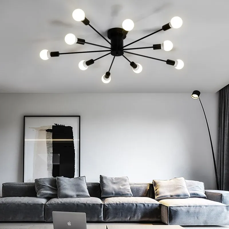 Estrela do Metal do Vintage Lâmpada do Teto Iluminação Lustre Retro Aranha Sputnik Lustres Semi Flush Mount Luminária Luzes Casa 2 Cheap Lustres