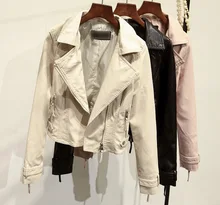 2017 New Autumn Fashion Street Women’s Short Washed PU Leather Jacket Zipper Colors New Ladies Basic Jackets Good Quality