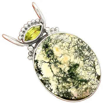 

Lovegem MOSS AGATE Pendant 925 Sterling Silver, 35 mm, AP2678