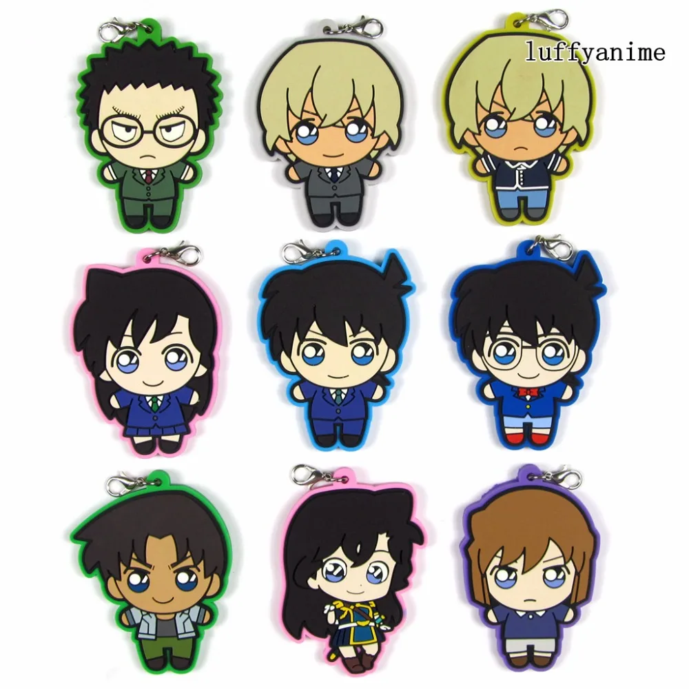 

Detective Conan Case Closed Rubber pendant Japanese comic anime Action Toy Figures Mobile Phone Accessories strap Keychain