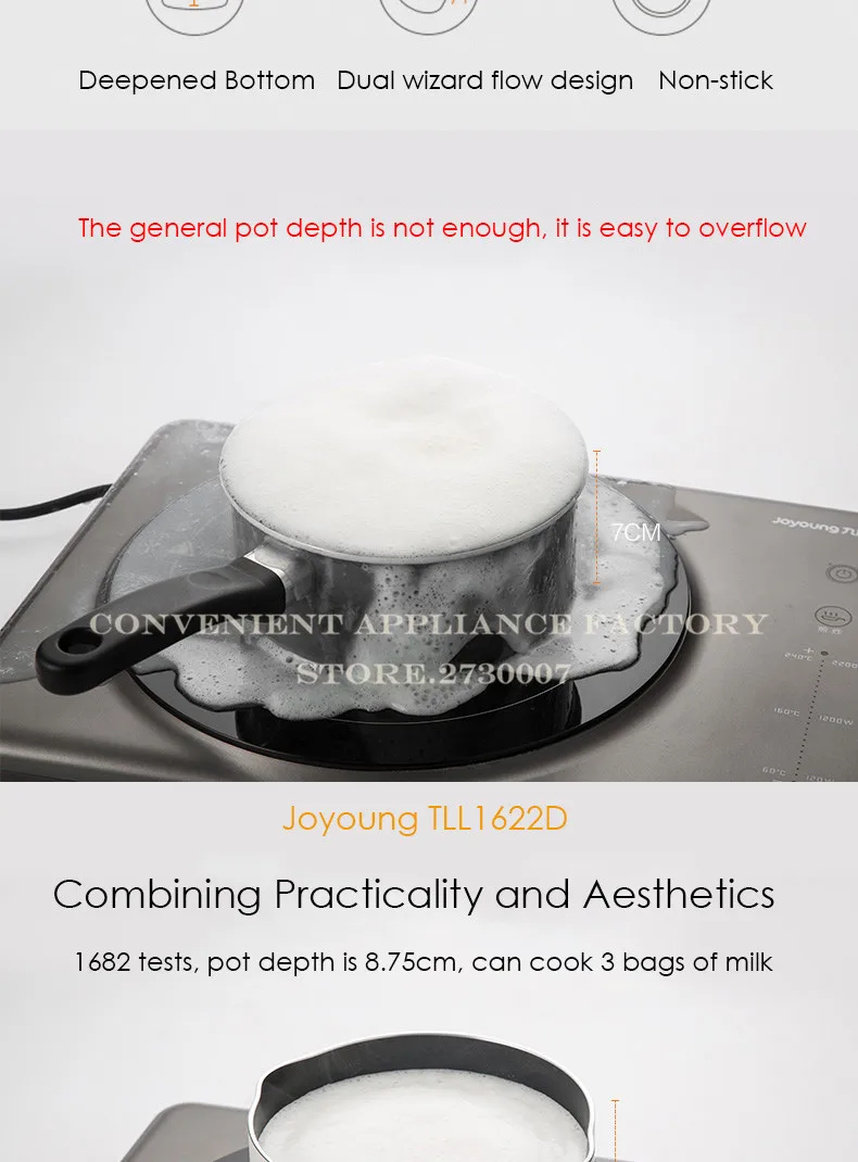 Joyoung TLL1622D белая многофункциональная кастрюля для домашнего общежития, суп, лапша, молочный горшок, мультиварка, 1760 мл, углубленная плита