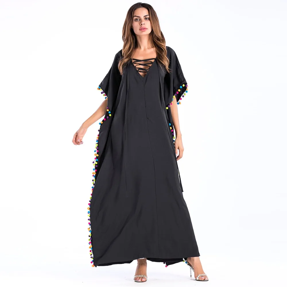 

womens ankle dress one-piece mix beach dresses black loose long summer bohemian dress casual fashion vestido plus size
