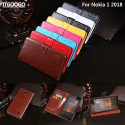 Для Nokia 1 чехол Роскошный кожаный флип-чехол для Nokia 1 2018 TA-1047 TA-1060 чехол для телефона задняя крышка кошелек Чехол