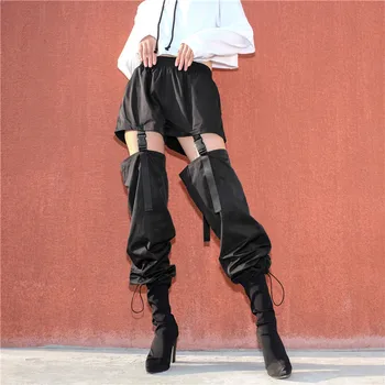 

New High Waist Buckle Cut Out Ladies Cargo Pants Casual Sweat Pants Trousers Woman Pantalon Female Baggy Pant