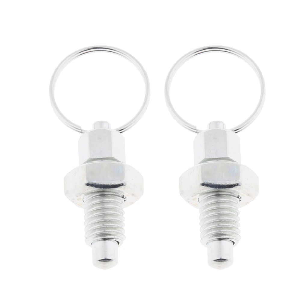 2Pcs Stainless Steel Non Lock-Out Indexing Plunger With Pull Ring M8