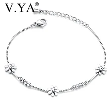 V. YA, модная Маргаритка, браслет из розового золота для женщин, нержавеющая сталь, цветок, серебряный, регулируемый, браслет для женщин, свадебные ювелирные изделия, подарок