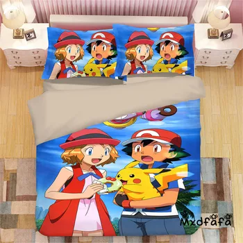 

Mxdfafa Anime Pokemon duvet cover Set 3D Bedding Sets Luxury Duvet Cover sets Include 1 Duvet Cover and 2 pillowcases