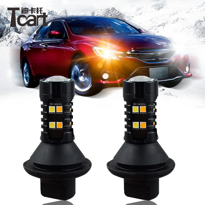 

Tcart 2pcs Auto Upgraded Daylight Car LED Bulbs DRL Daytime Running Light Turn Signals PY21W 1156 For Nissan Note E12 2012-2017
