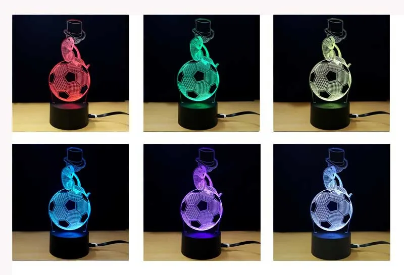 Touch switch 3D Visual Lights LED Football light Cap Helmet 7 color changing USB table desk Lamp Illusion Lamp Night Light  (34)