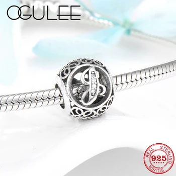 

Romantic memories 925 Sterling Silver trendy Hollow Letter J bead for jewelry making Fit Original Pandora Charms Bracelets DIY