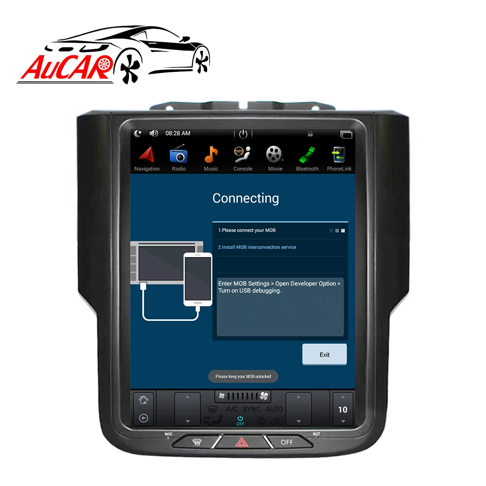 Best Android 6.0 Tesla Style 10.4" Car DVD Player for Dodge RAM GPS System Audio 2014 - Bluetooth Radio WIFI 4G Vertical Stereo IPS 3