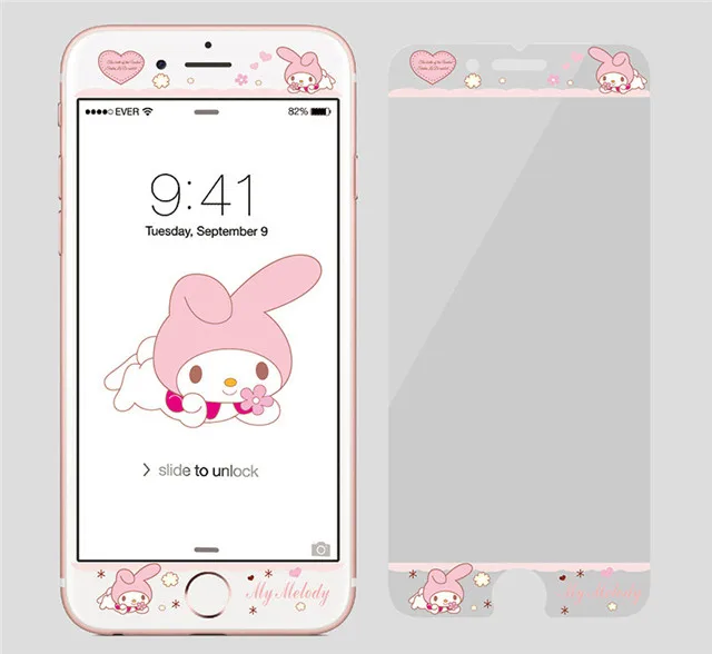 Стеклянная пленка RLENDA Sweet Bow Twins My Melody из мультфильма для iPhone 8, 7, 6, 6S plus, закаленное стекло 2.5D Edge, Защитная пленка для экрана - Цвет: 1