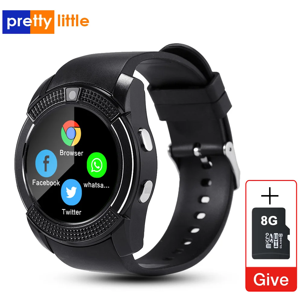 

Sport Men Smart Watch v8 sim card android camera rounded Answer Call Dial Call Smartwatch Heart Rate Fitness Tracker