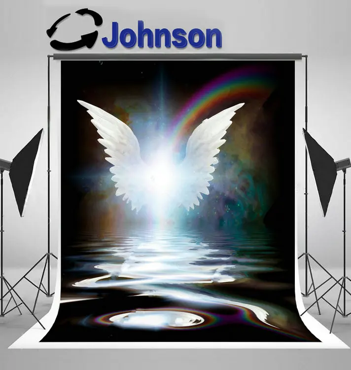 rainbow angel wings water backdrops Vinyl cloth High quality Computer print children kids background | Электроника