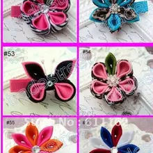 Разноцветные винные 100 шт цветок канзаши заколки для волос катушка для значка заколки для волос/резинка для хвоста