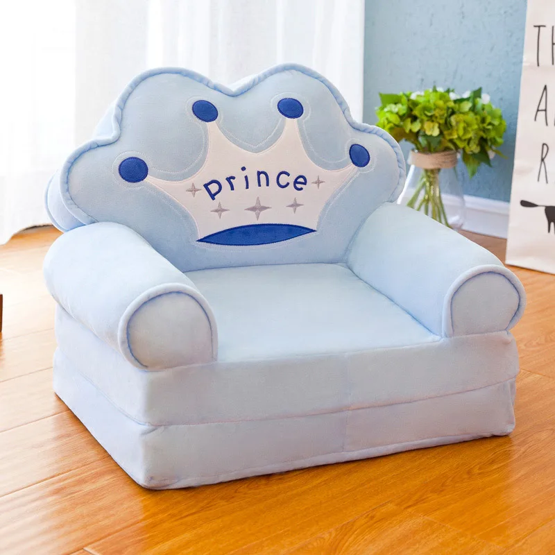 Складной детский диван с милым мультяшным ленивым сиденье со спинкой для мальчиков и девочек, детское кресло принцессы, мягкая подушка, подарок на день рождения - Цвет: B
