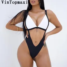 Бинты Купальник черный, белый цвет Монокини Sexy High Cut Цельнокроеный комплект росту стринги Для женщин купальники лето ванный комплект