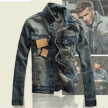 

2018 Men Denim Jacket Men Coats Cotton Jeans Jacket Outwear Turn-down Collar Slim Fit Male Jacket Coat Size 3XL
