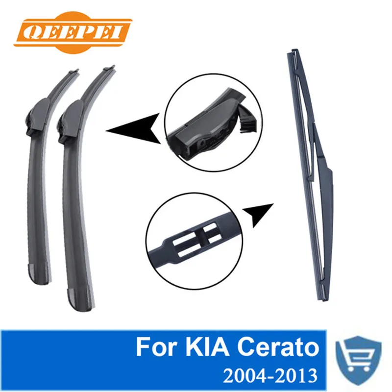 

QEEPEI Front and Rear Wiper Blade no Arm For KIA Cerato 2004-2013 High quality Natural Rubber windscreen 24''+16''