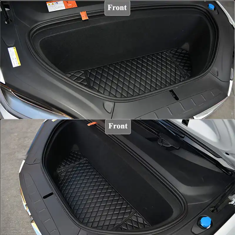 1set Seeyule Deluxe Front And Rear Trunk Cushions Carpet Decent Cover Mat Pad For Tesla Model X Car Accessories Pu Leather