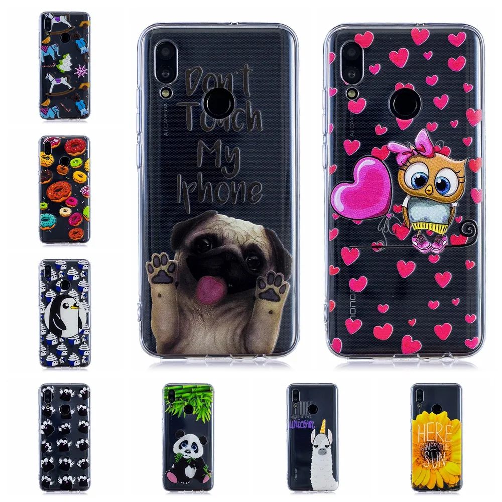 

Luxury Soft Silicone TPU phone case For Huawei P Smart 2019 phone cover lovely unicorn owl panda Painted cases fundas
