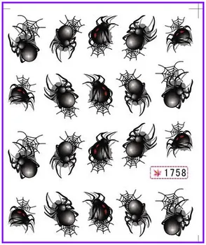 

1X Water Stickers Nail Decals Stickers Water Decal Black Widow Spider Halloween SY1758