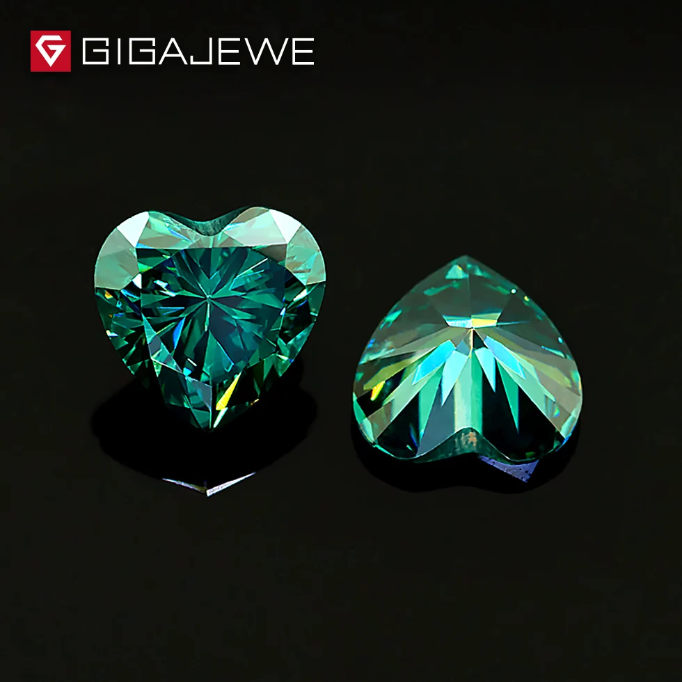 GIGAJEWE Moissanite огранка сердца зеленый 1ct 6 5 мм VVS1 Лаборатория алмаз свободный камень